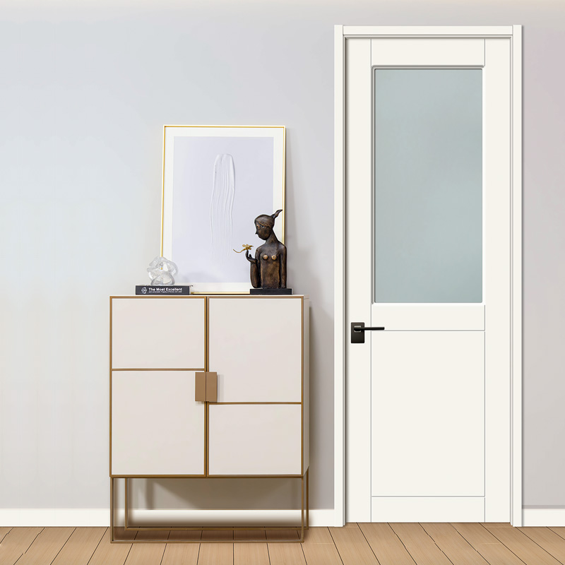 GW-123B porte en bois en verre de salle de bains en PVC MDF blanc pur