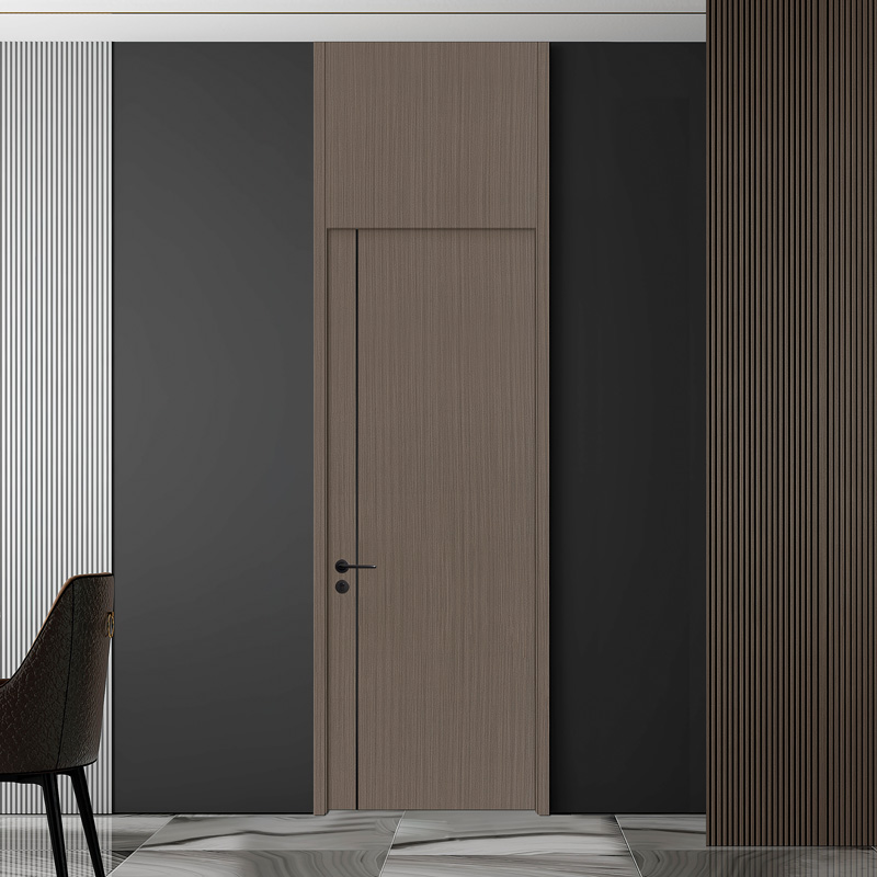GW-206 ponceuse noire PVC MDF chambre intérieure porte en bois avec ligne de décoration en aluminium noir