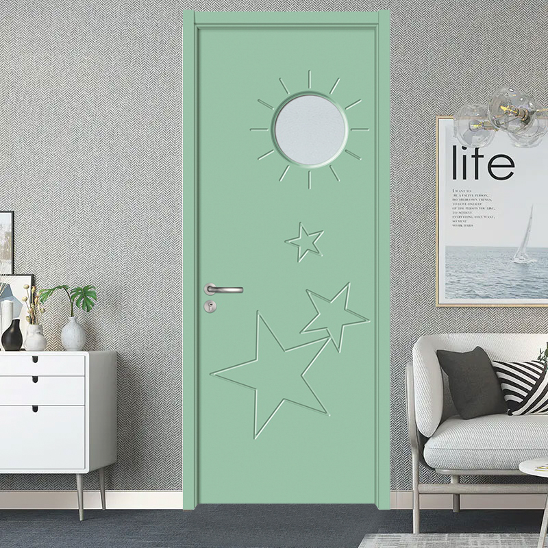 GA20-113B porte en bois en verre de porte de pièce sculptée en PVC de dessin animé vert