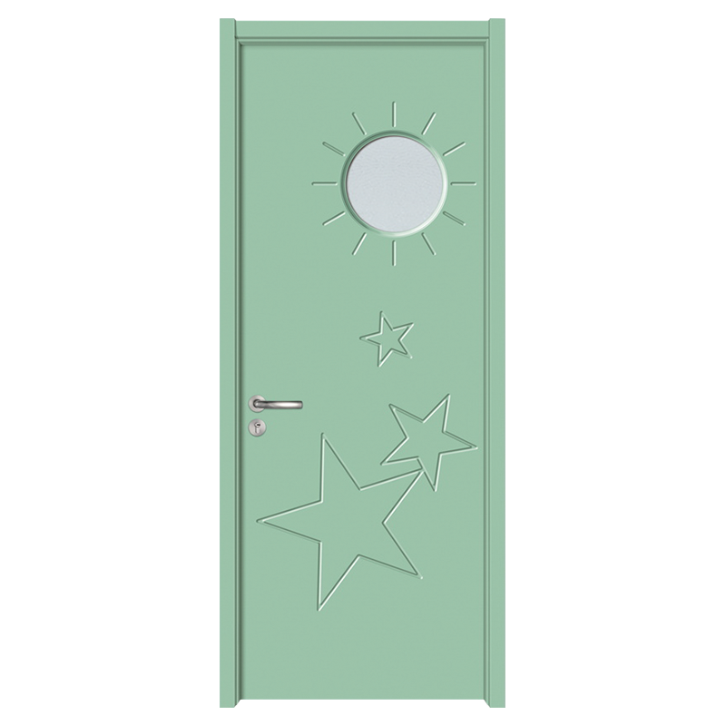 GA20-113B porte en bois en verre de porte de pièce sculptée en PVC de dessin animé vert