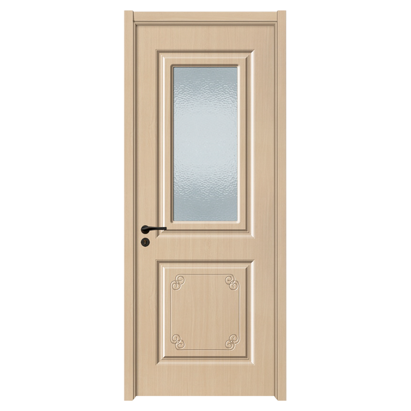 GA20-60B Porte en bois PVC en verre dépoli simple sculpté brun clair